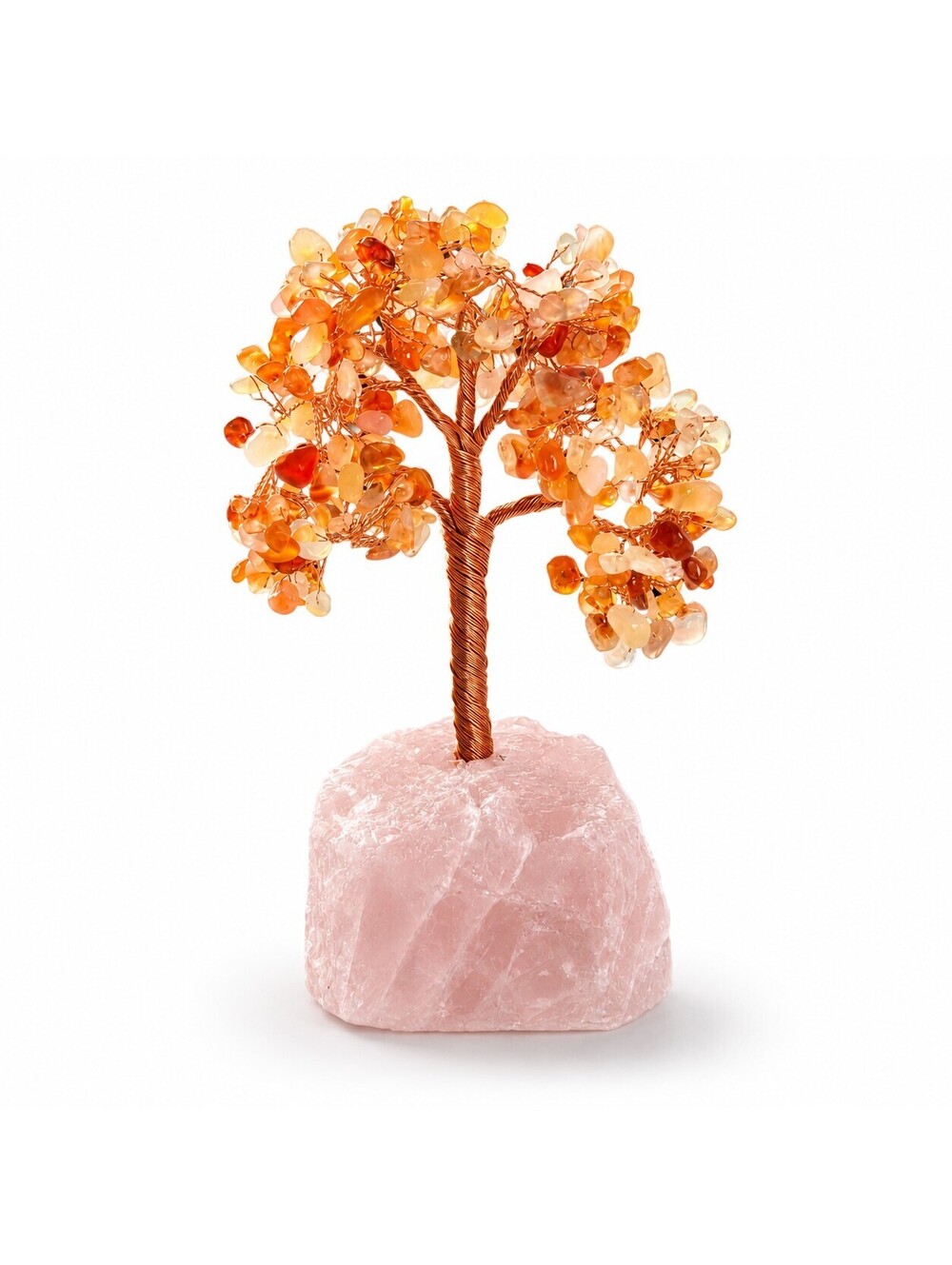 Carnelian Gemstone Tree with Rose Quartz Base